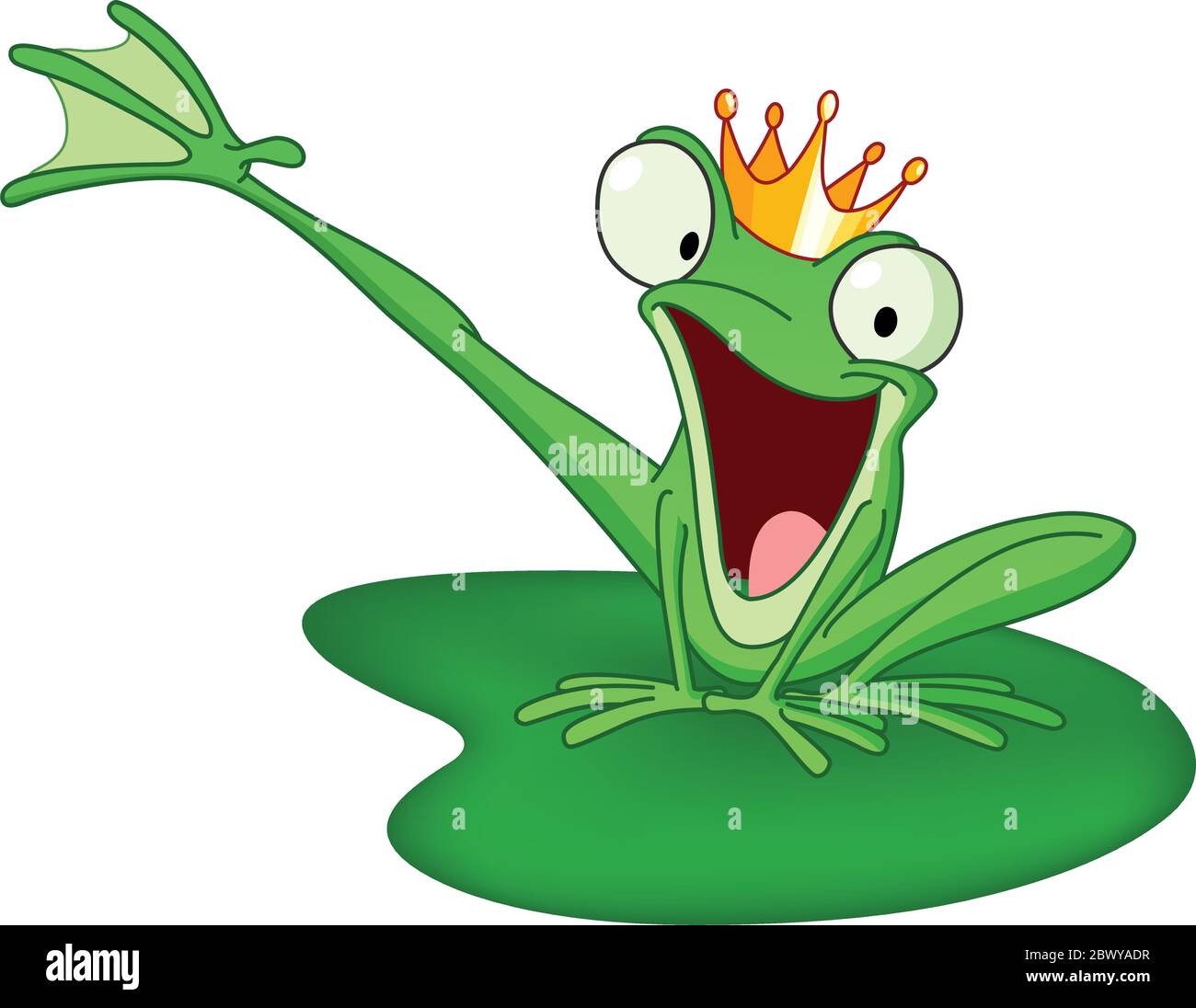 Happy frog prince on a lily pad Stock Vector