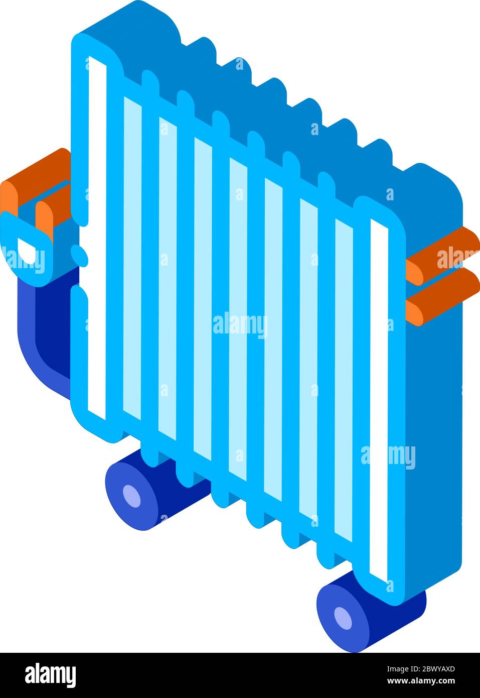 Portable Oil Radiator Heating System isometric icon Stock Vector