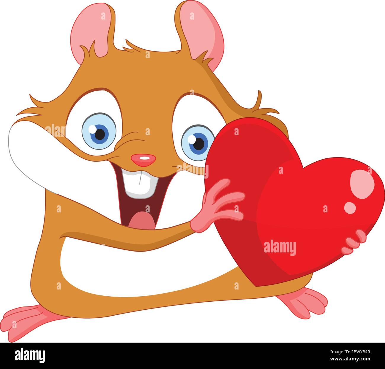 Cute hamster holding a heart Stock Vector