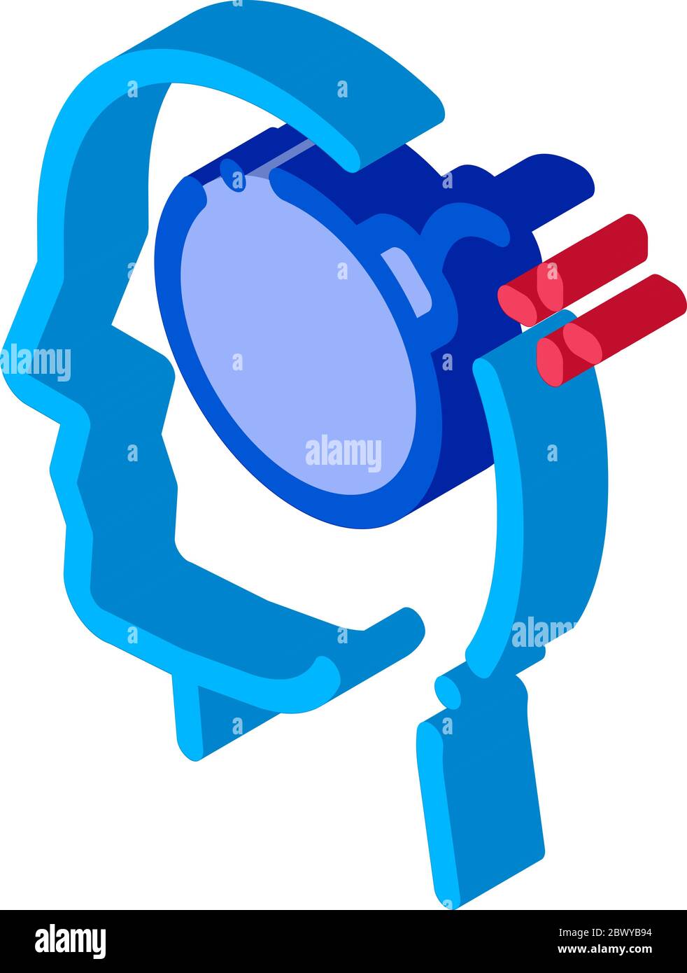Bomb Dynamite Man Silhouette Headache isometric icon Stock Vector