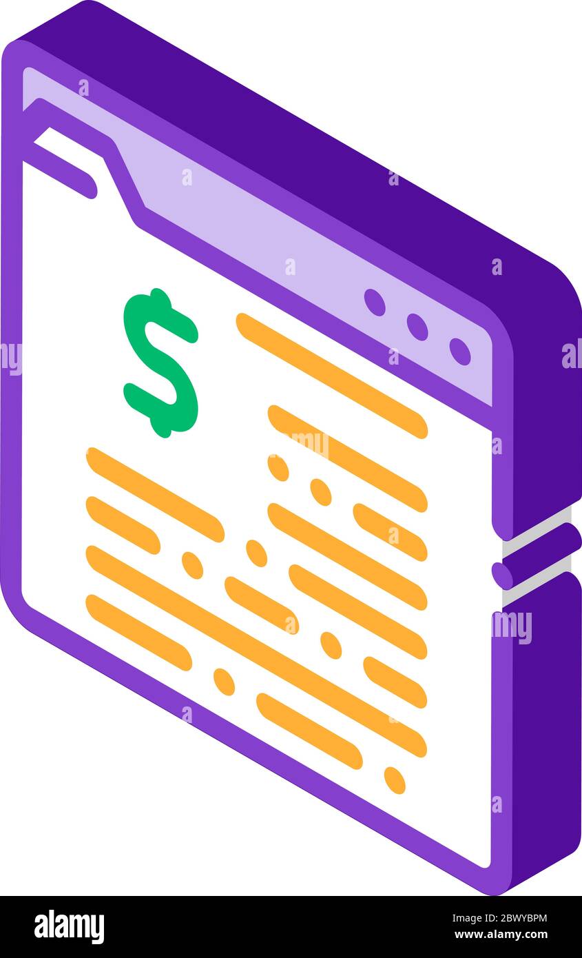 Financial Web Site With Dollar Sign isometric icon Stock Vector