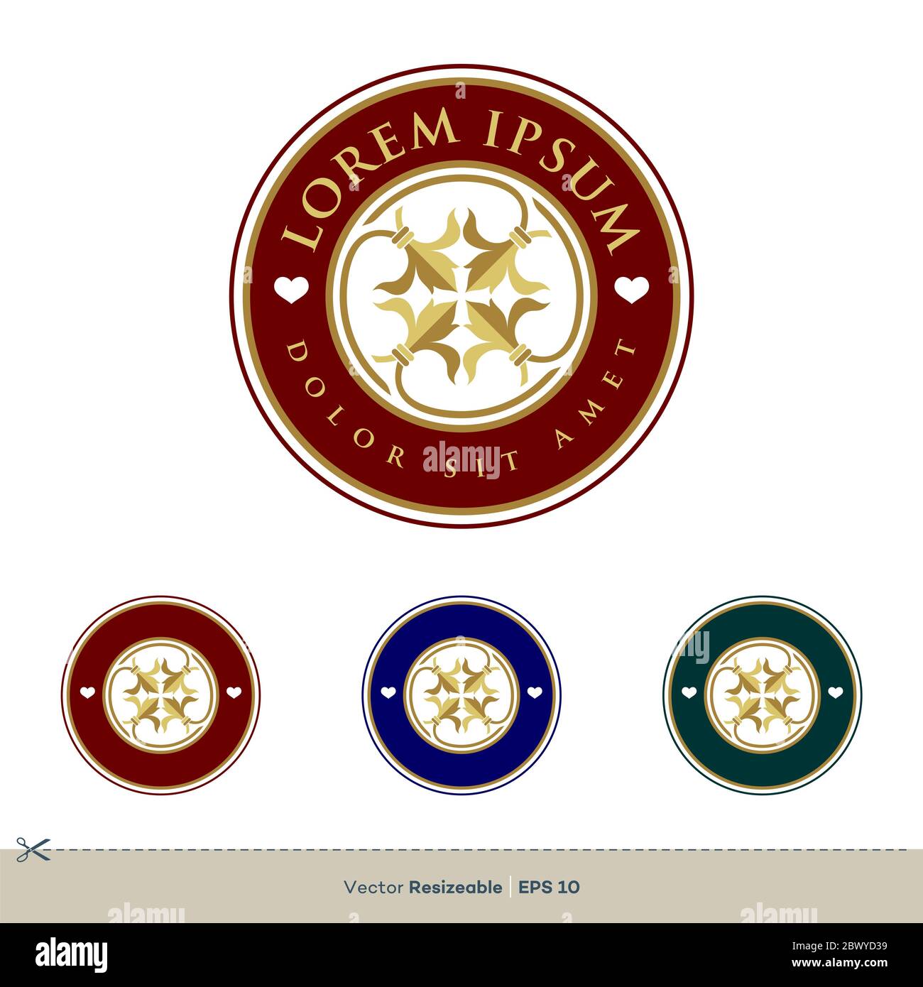 Circle Ornamental Flower Crest Emblem Logo Template Illustration Design. Vector EPS 10. Stock Photo