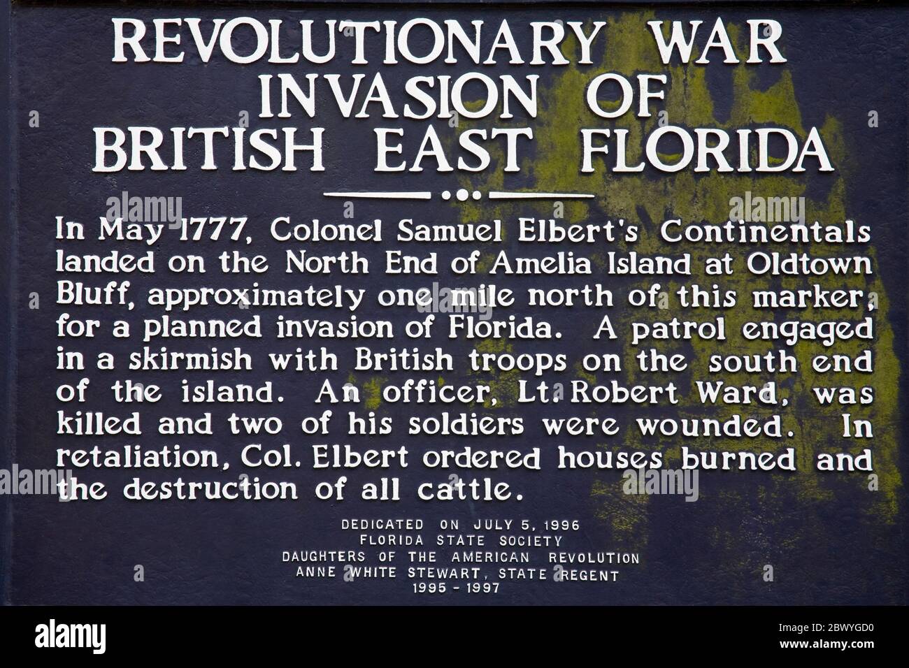 History Plaque, Fernandina Beach, Amelia Island, Jacksonville, Florida, USA Stock Photo