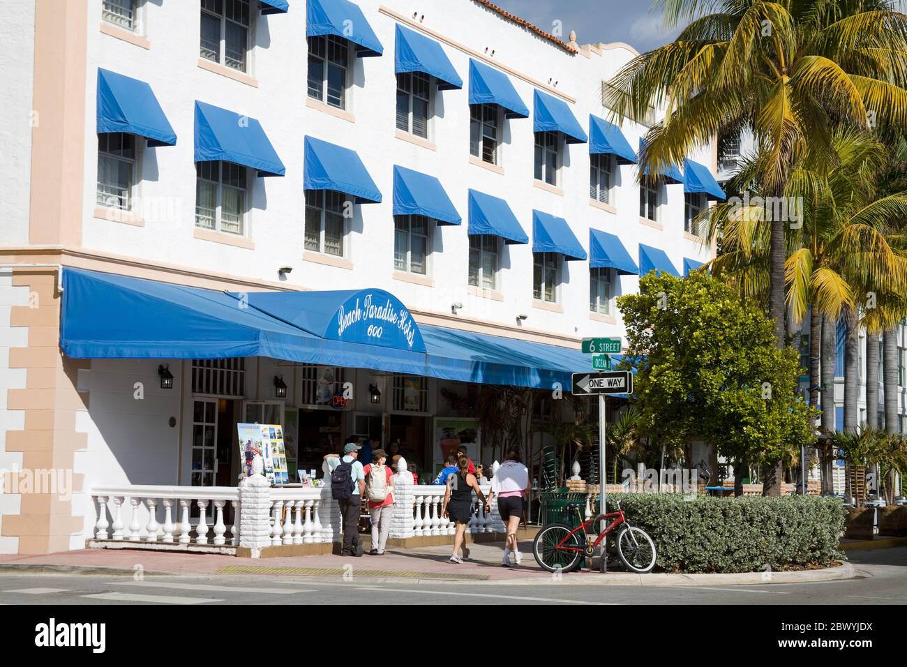 Rancho Paradise Hotel on South Beach, Miami Beach City, Florida, USA Stock Photo