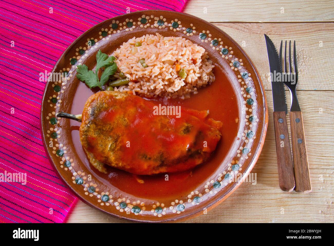 Traditional mexican food: chiles rellenos Stock Photo
