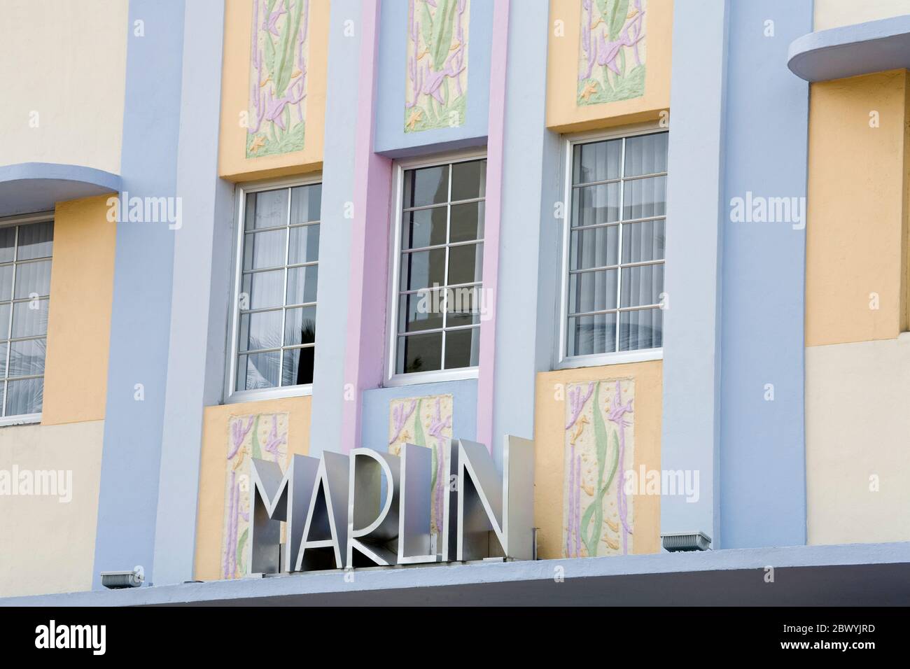 Marlin Hotel on Collins Avenue, Miami Beach, Florida, USA Stock Photo