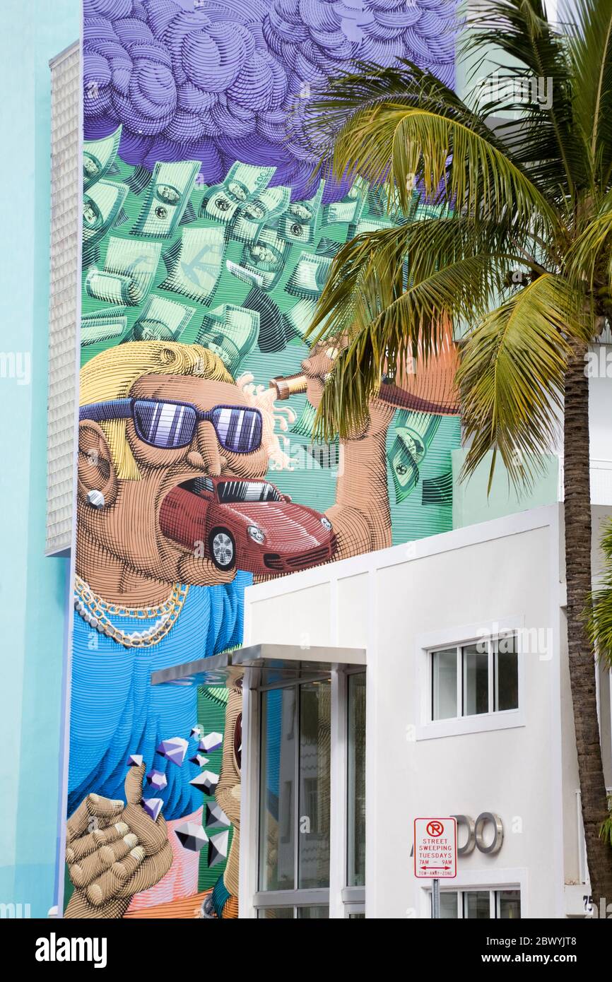 Mural on Collins Avenue, Miami Beach, Florida, USA Stock Photo Alamy