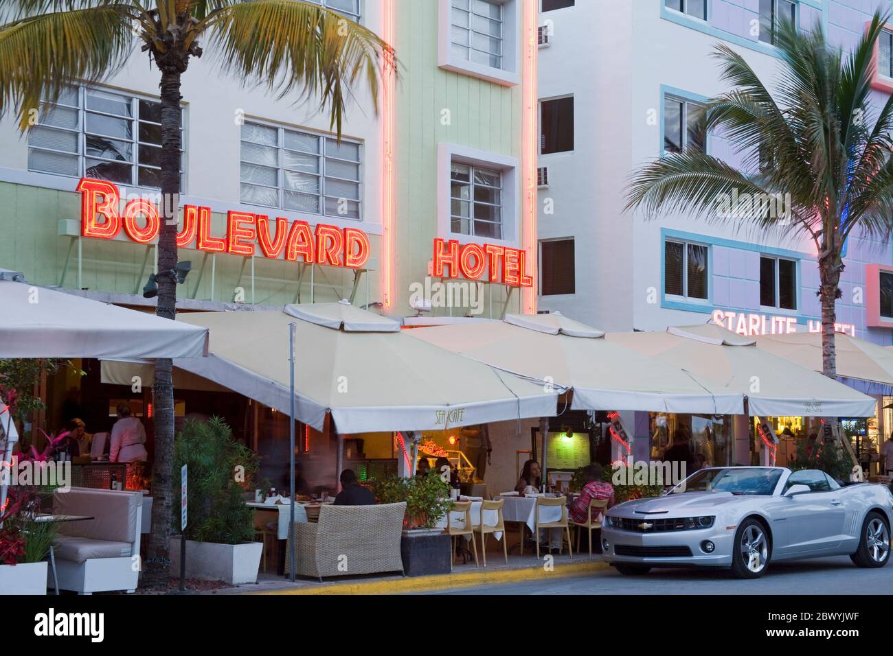 Boulevard Hotel on Ocean Drive, South Beach, City of  Miami Beach, Florida, USA Stock Photo