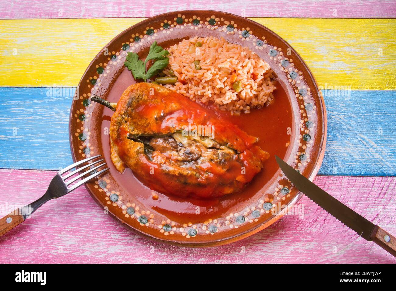 Traditional mexican chiles rellenos Stock Photo