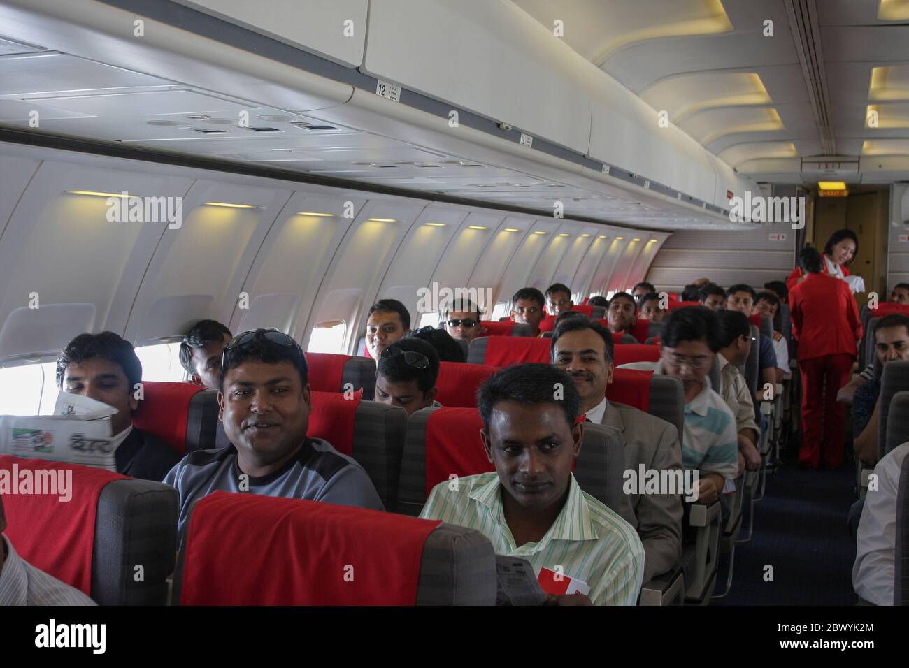 Cabin view of a Boeing 737-200 aircraft flying over 33000 feet. Bangladesh Stock Photo