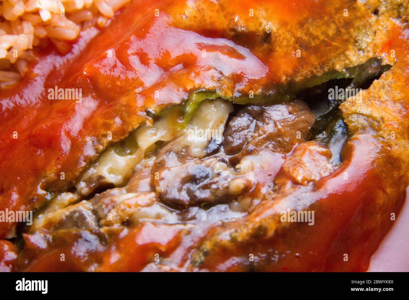 Authentic mexican chiles rellenos Stock Photo