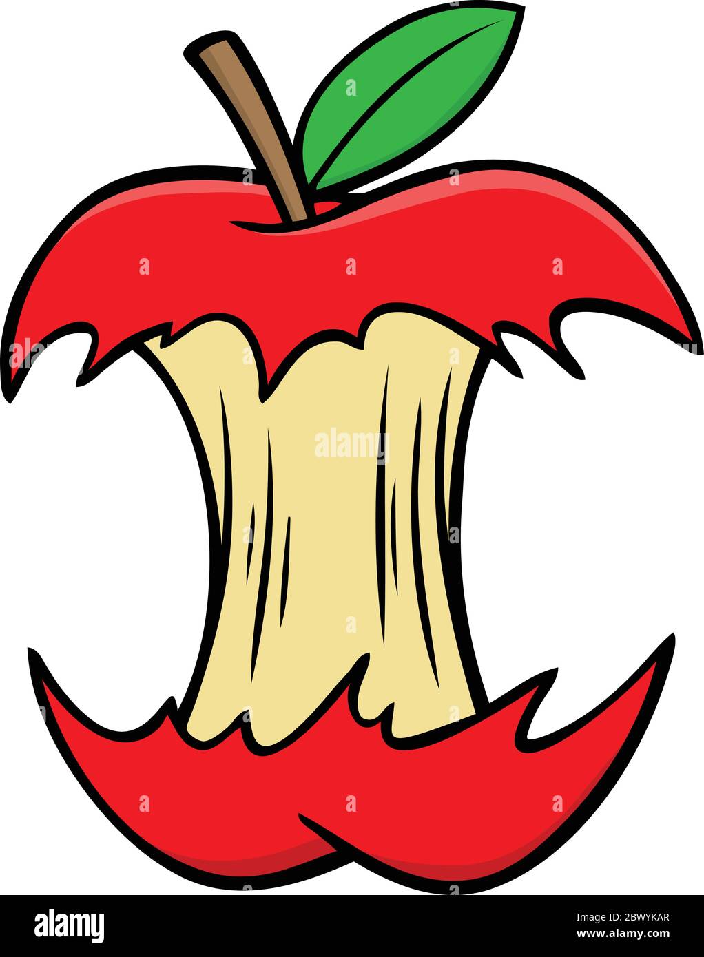 Apple Core - A cartoon illustration of an Apple Core. Stock Vector