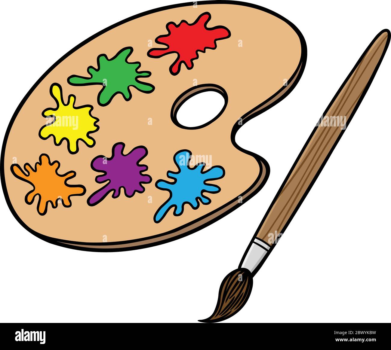 Art Brush and Palette A cartoon illustration of an Art Brush and