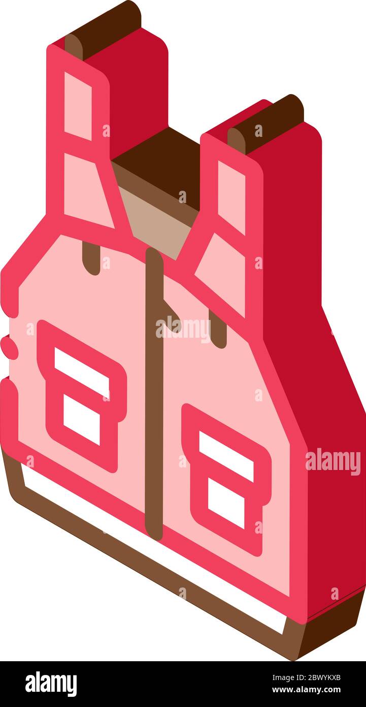 Life Jacket Canoeing isometric icon vector illustration Stock Vector