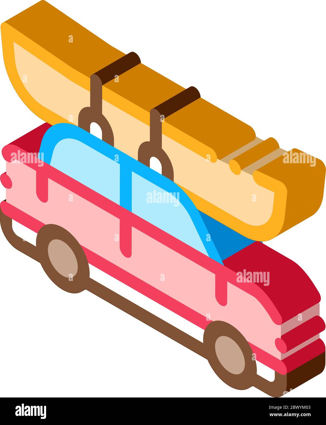 Car Driven Boat Canoeing isometric icon vector illustration Stock Vector