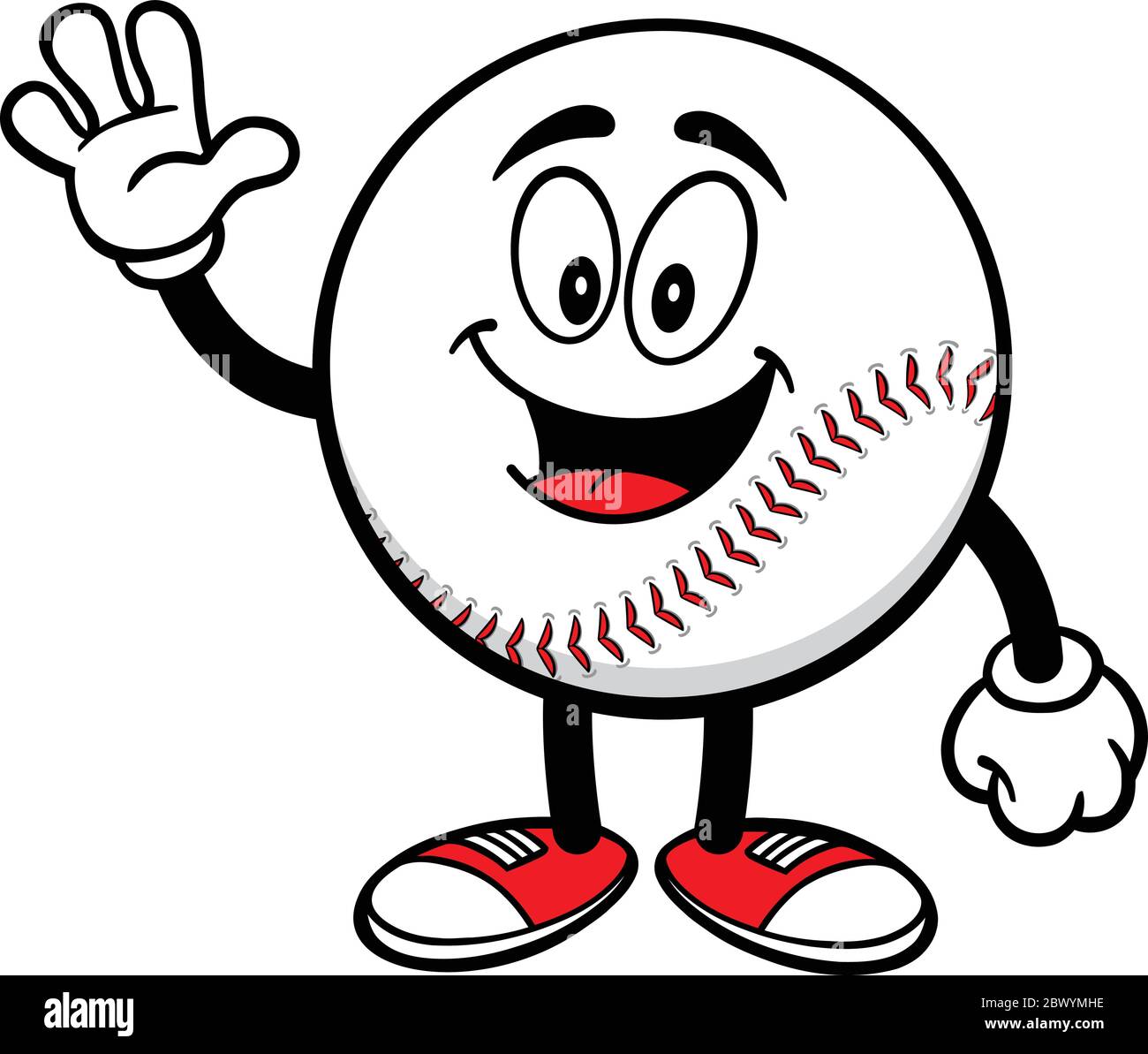 Baseball Mascot Waving A cartoon illustration of a Baseball Mascot