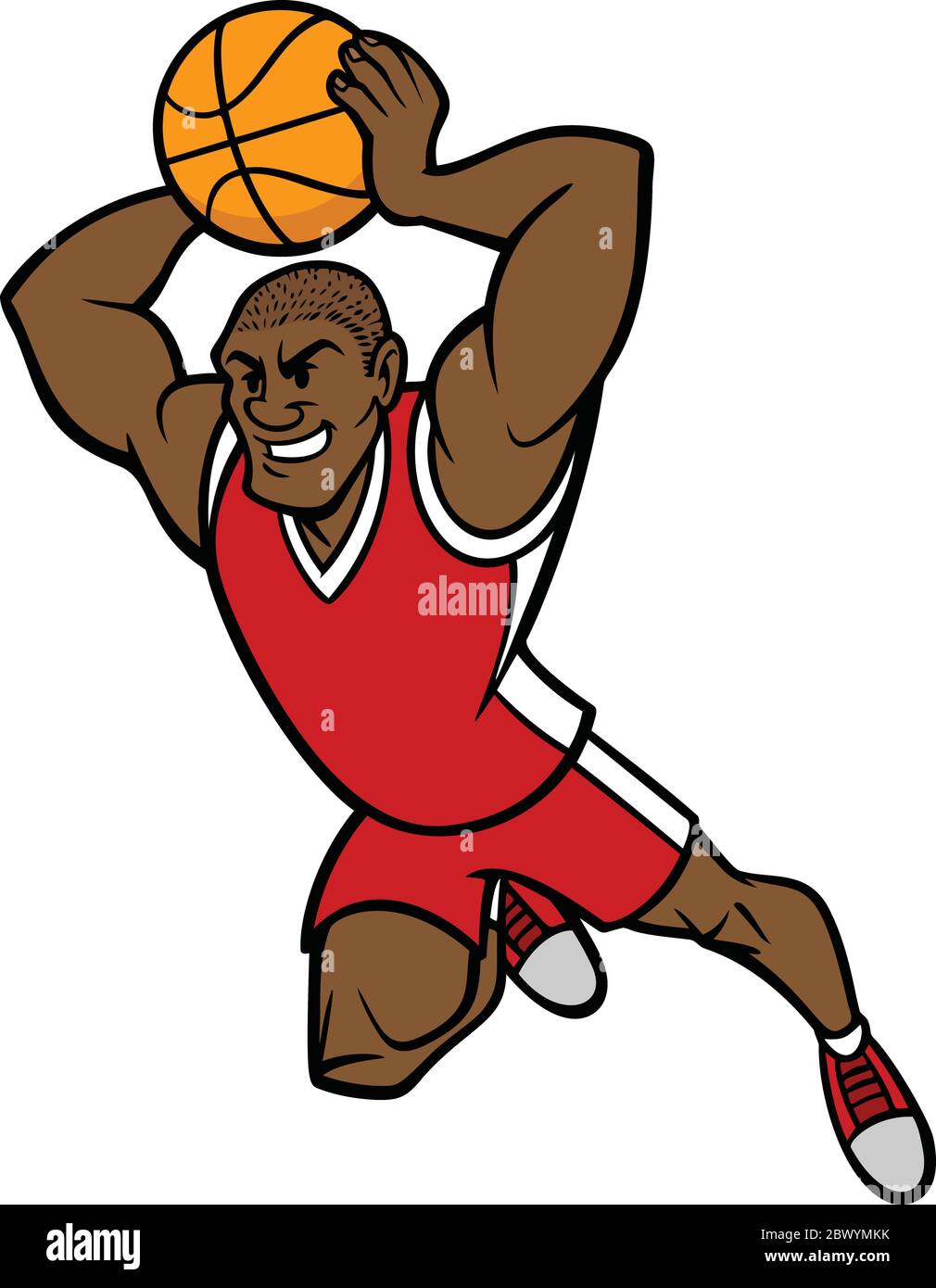 Basketball Player Dunking- An Illustration of a Basketball Player Dunking. Stock Vector