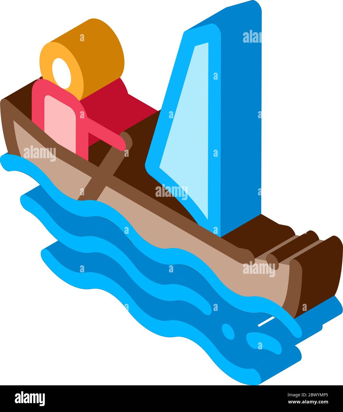 Sailing Canoeing isometric icon vector illustration Stock Vector Image ...