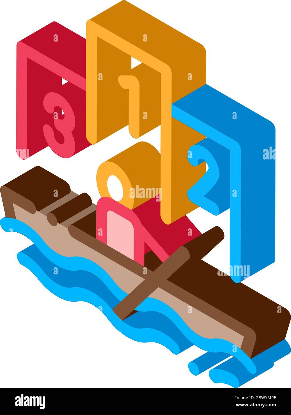 Boat Rowing Competition Canoeing isometric icon vector illustration Stock Vector