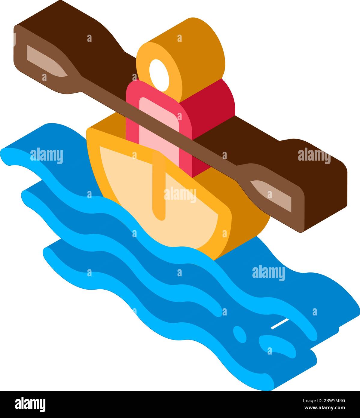 Man in Boat with Oar Canoeing isometric icon vector illustration Stock ...