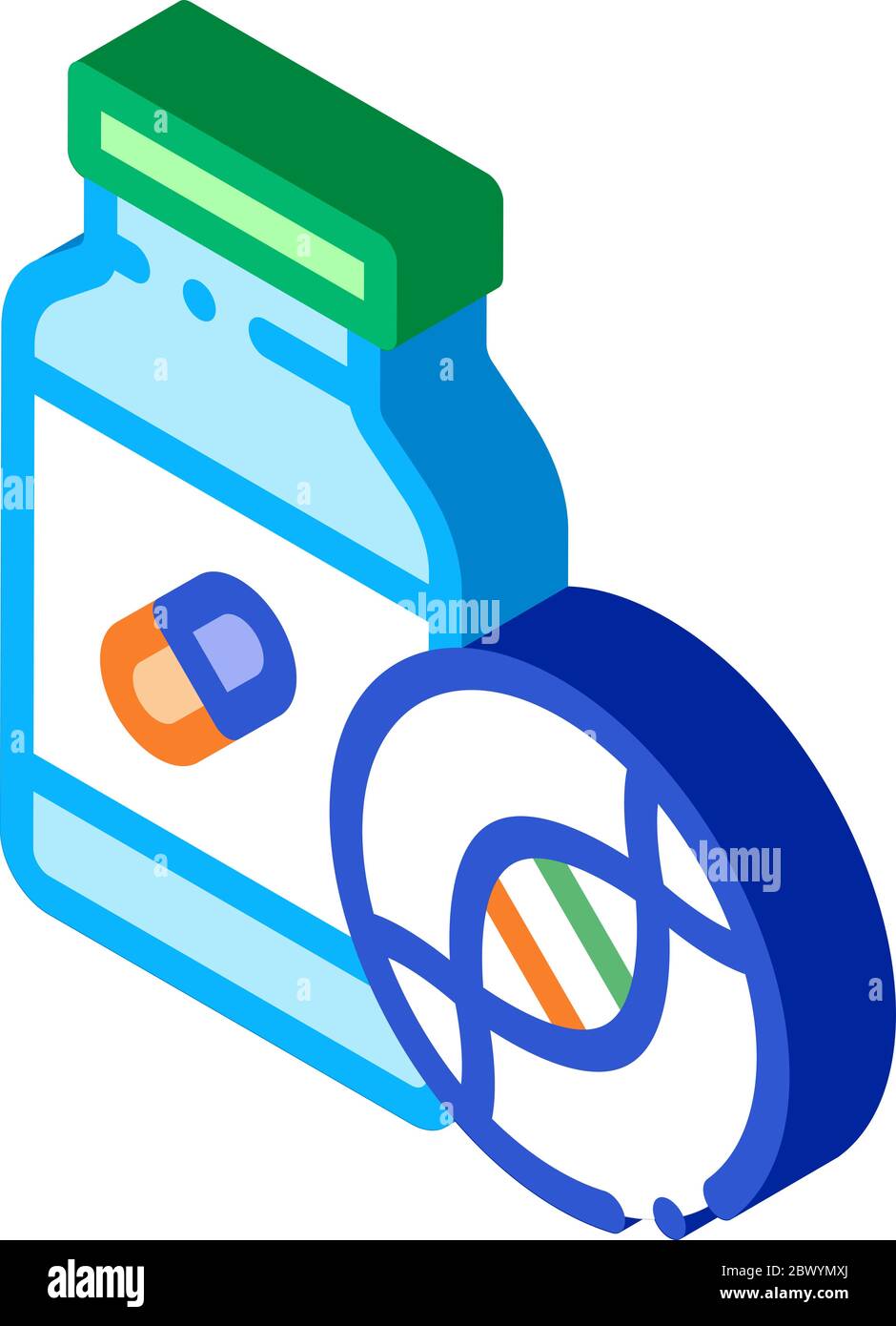 Medical Pill Bottle Biohacking isometric icon vector illustration Stock Vector