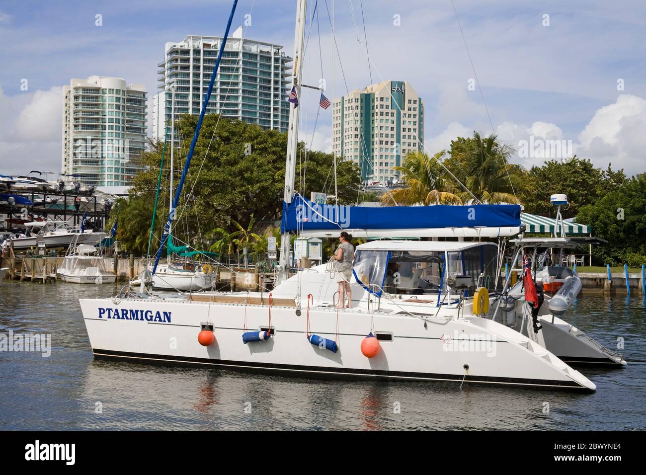 Dinner Key Marina in  Coconut Grove, Miami, Florida, USA Stock Photo