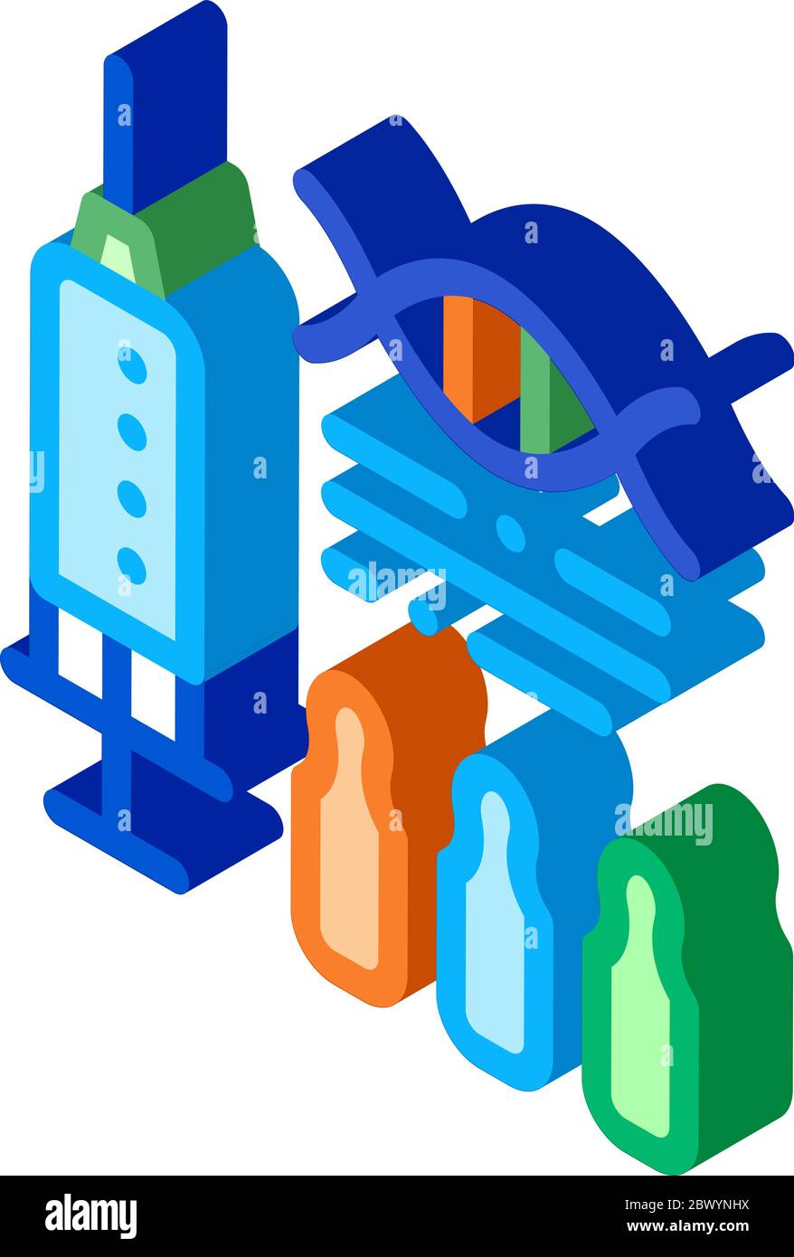 Syringe with Ampoules Biohacking isometric icon vector illustration Stock Vector