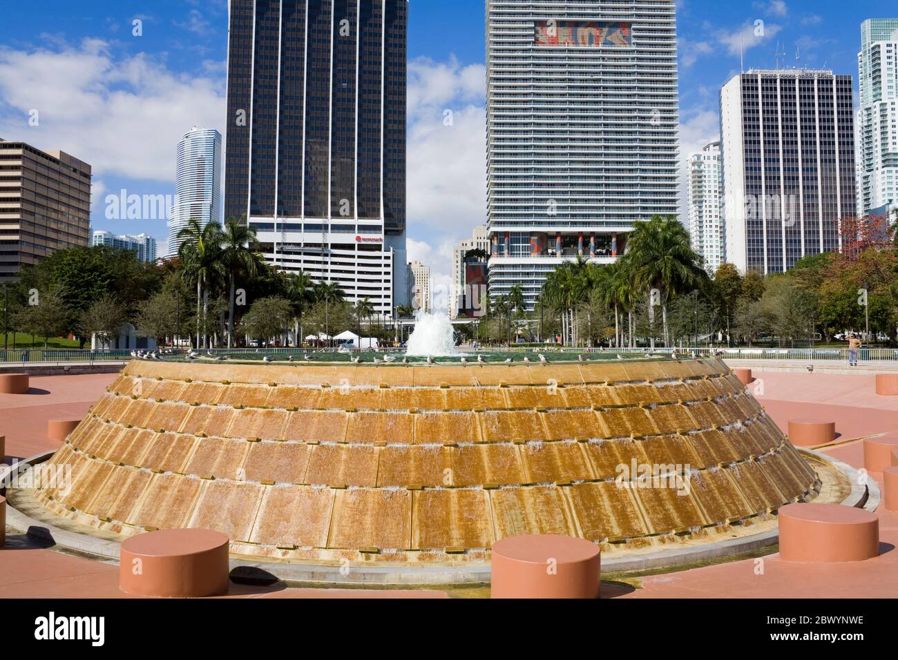 Fountain in Bayfront Park, Miami, Florida, USA Stock Photo - Alamy