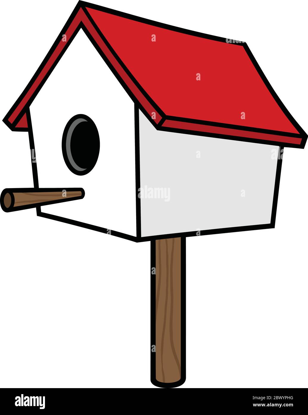 Birdhouse on Stick An Illustration of a Birdhouse on a Stick Stock