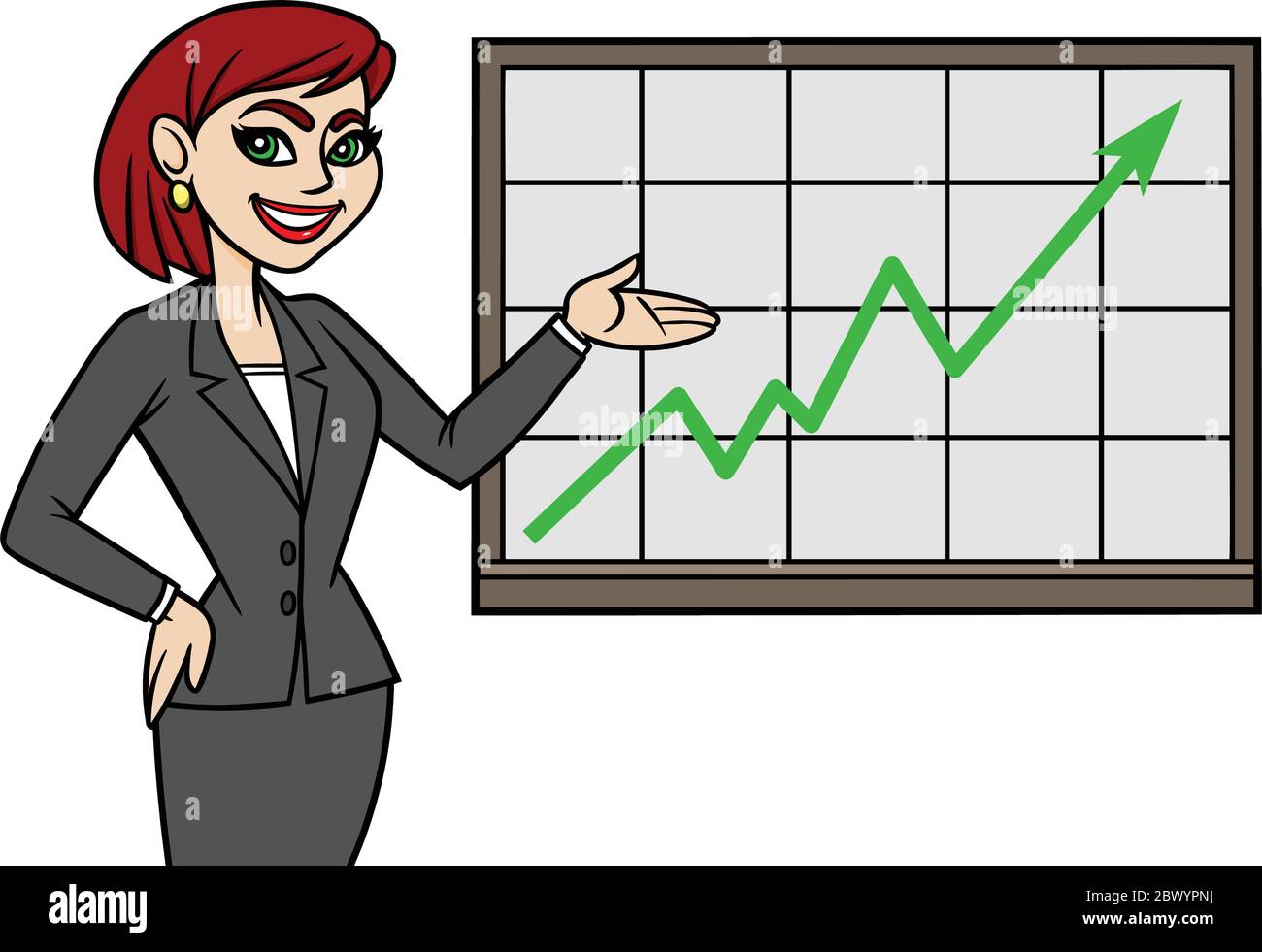 Business Lady with Chart- A Cartoon Illustration of a Business Lady ...