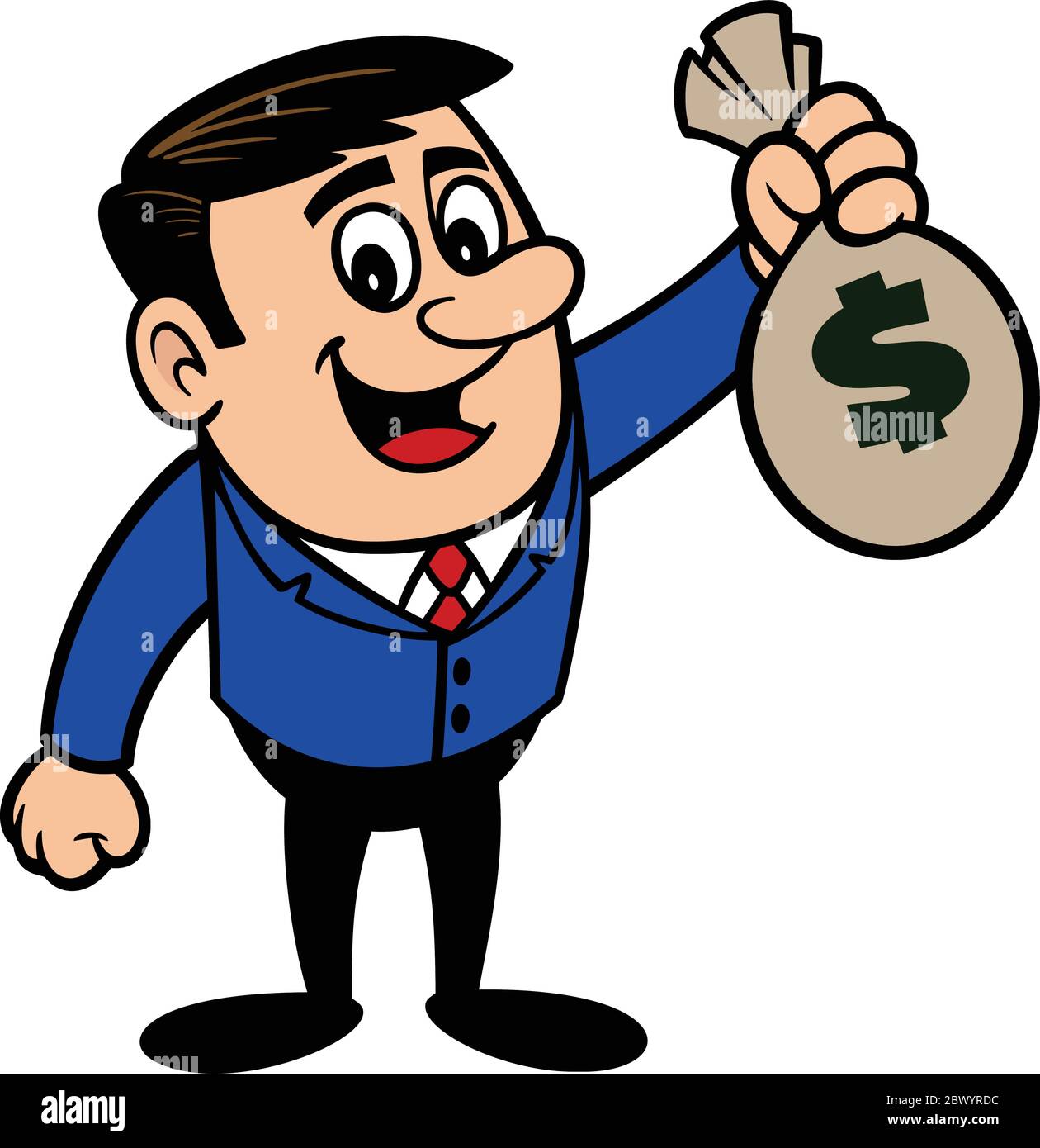 Businessman with a Bag of Money- A Cartoon Illustration of a ...