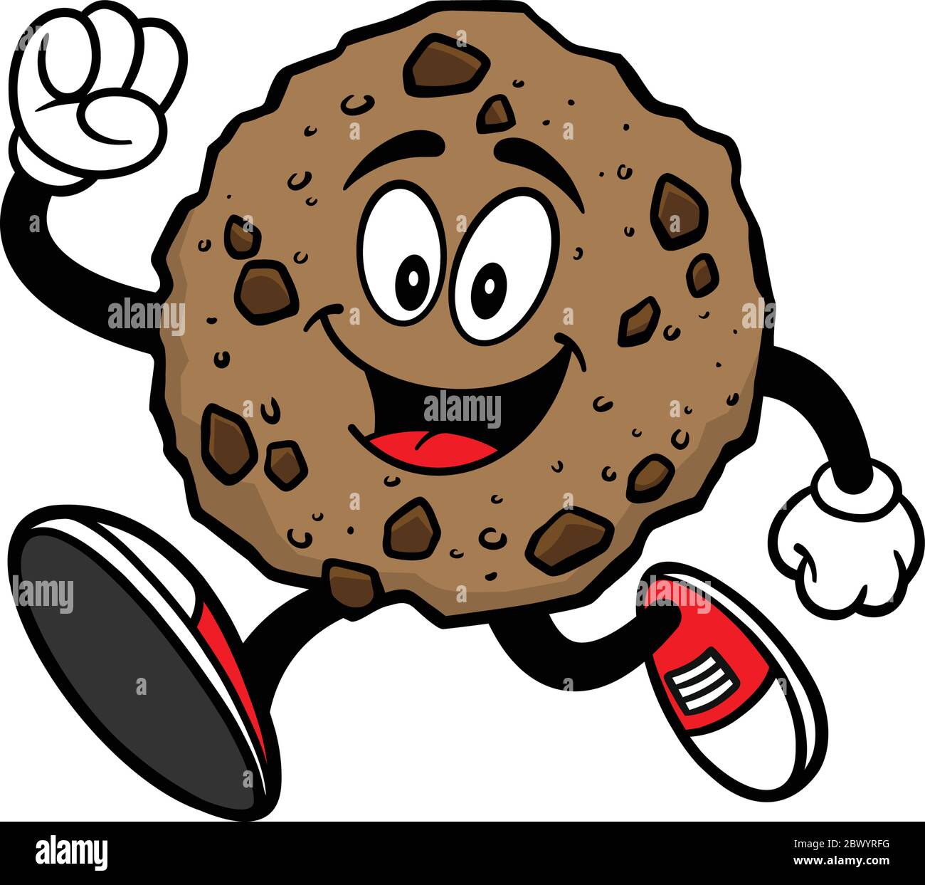 Chocolate Chip Cookie Mascot Running A cartoon illustration of a