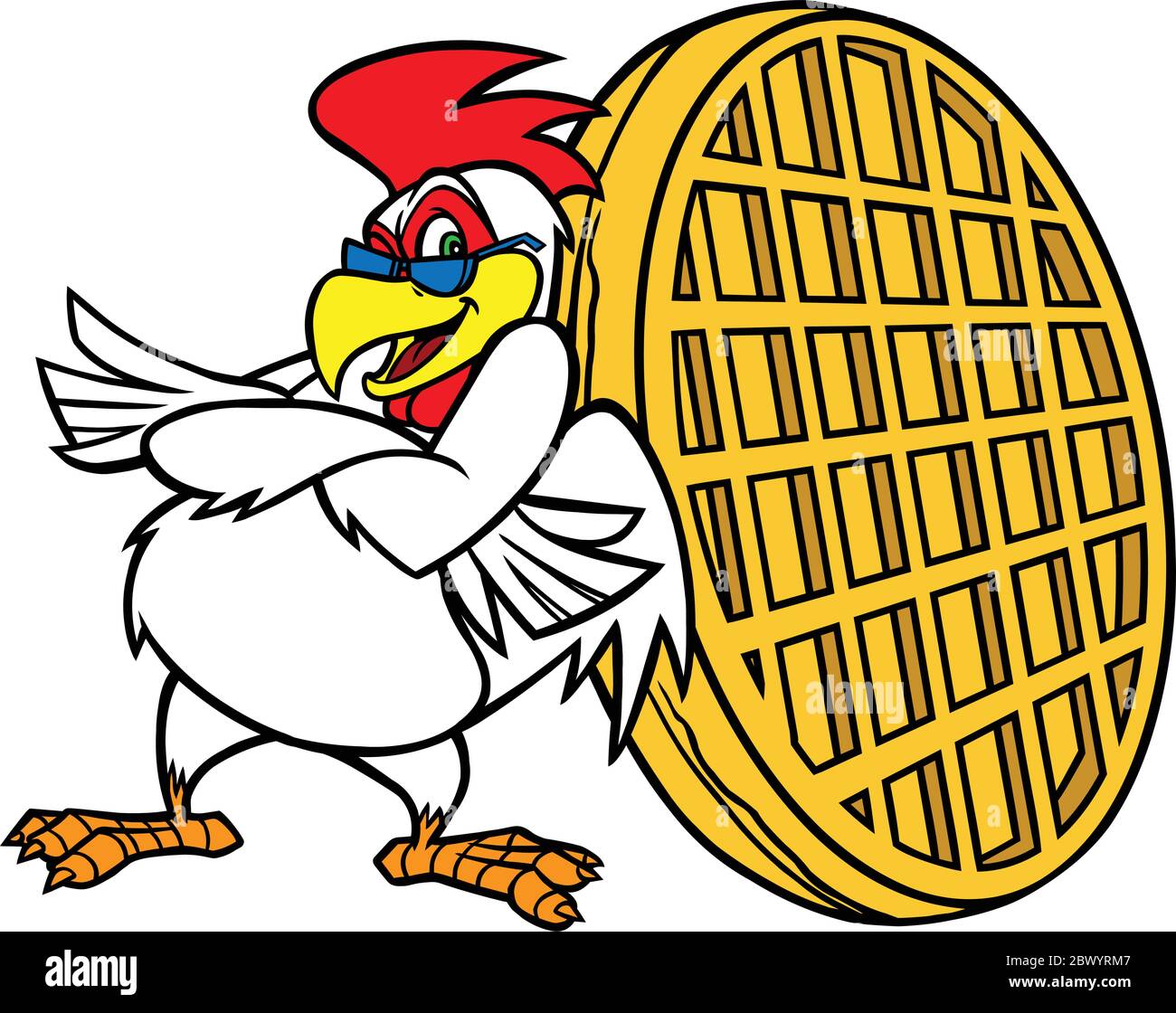 Chicken And Waffle Mascot A Cartoon Illustration Of A Chicken And Waffle Stock Vector Image Art Alamy