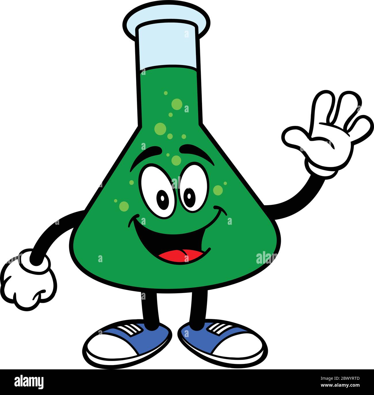 Chemistry Flask Mascot Waving - A cartoon illustration of a Chemistry Flask Mascot Waving. Stock Vector