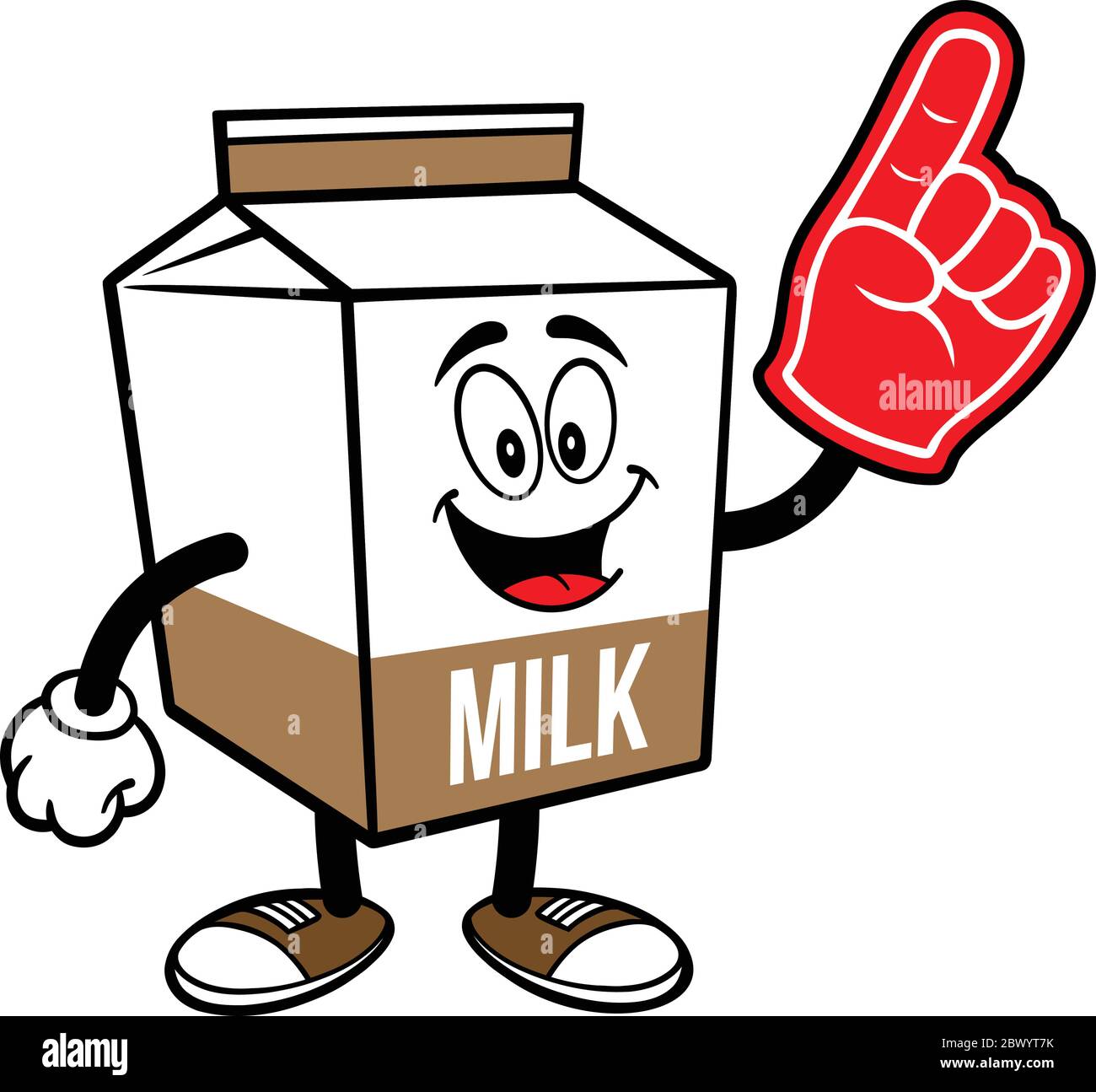 Chocolate Milk Carton Mascot with Foam Finger - A cartoon illustration of a  Chocolate Milk Carton Mascot with a Foam Finger Stock Vector Image & Art -  Alamy