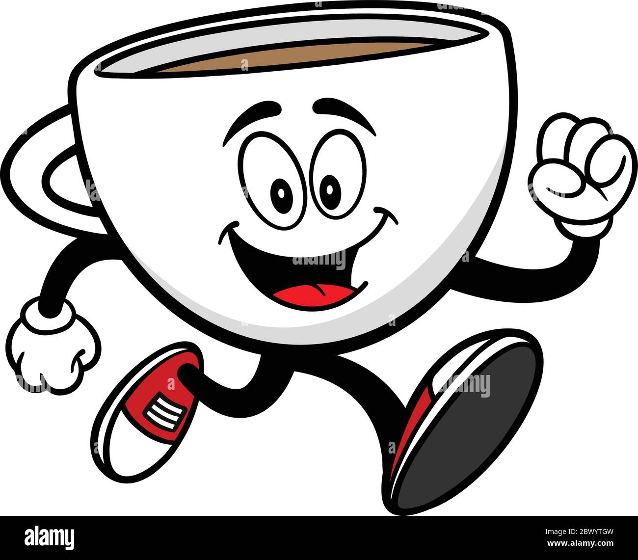 Coffee Cup Mascot Running - A cartoon illustration of a Coffee Cup