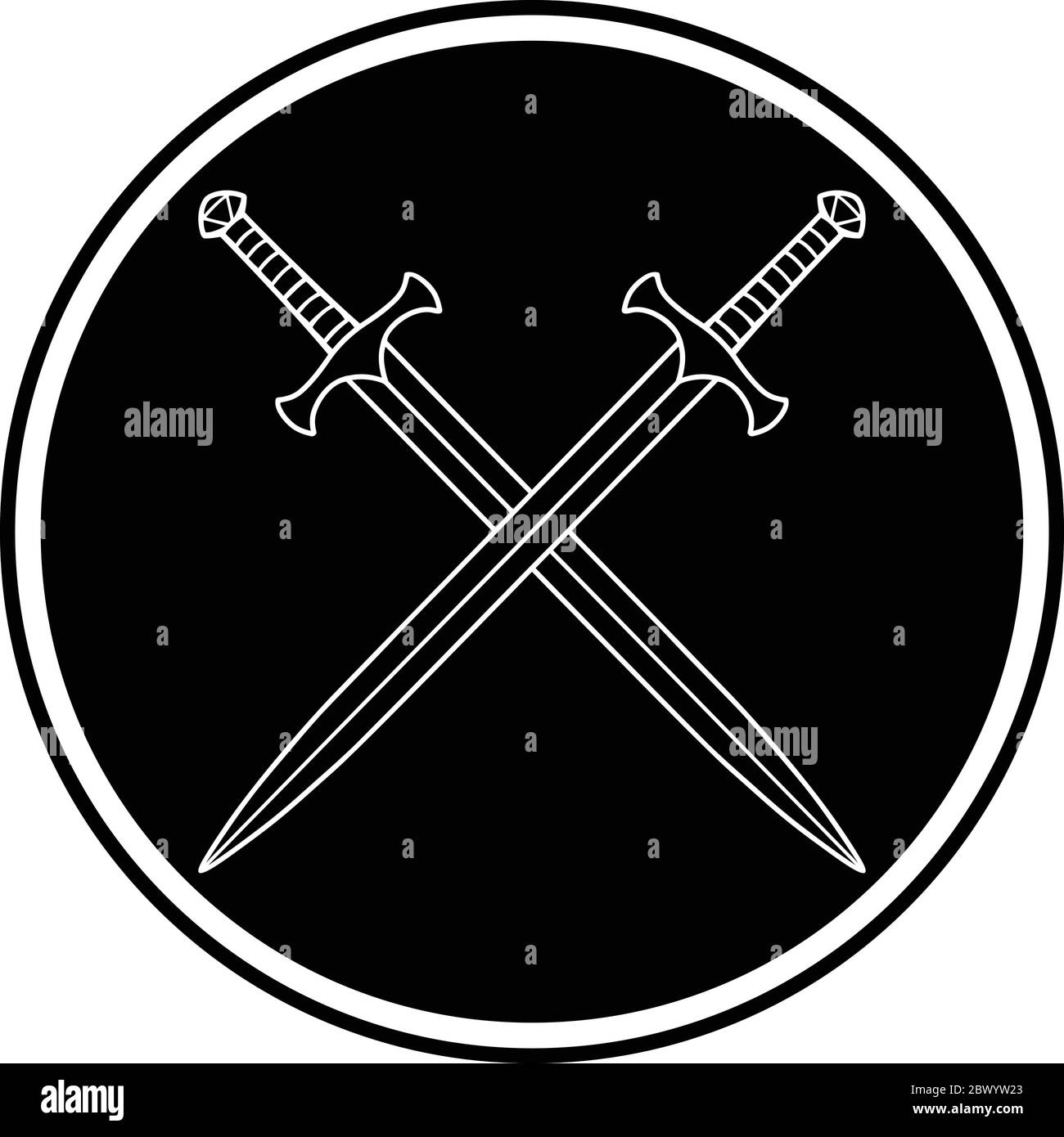 Crossed Swords Icon- An Illustration of a Crossed Swords Icon. Stock Vector