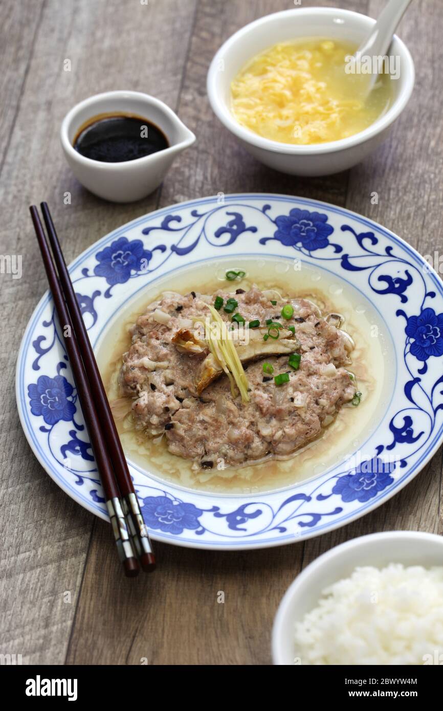 steamed minced pork with salted fish, chinese cantonese traditional