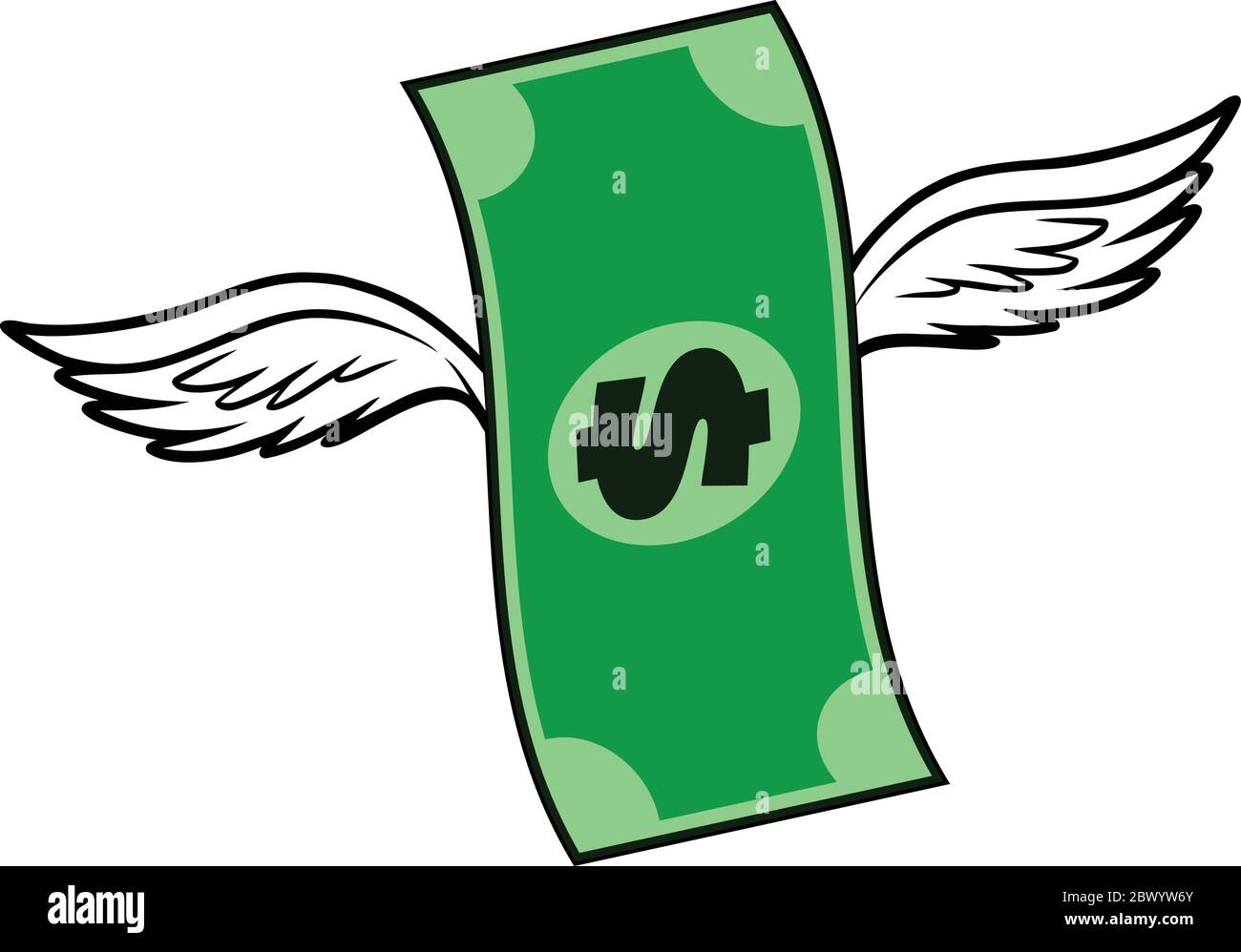Dollar with Wings- An Illustration of a Dollar with Wings. Stock Vector