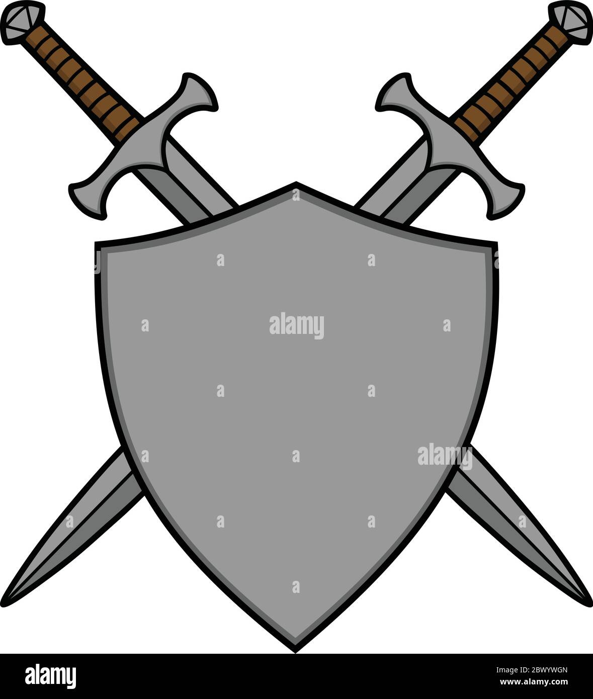 Crossed Swords and Shield- An Illustration of Crossed Swords and Shield. Stock Vector