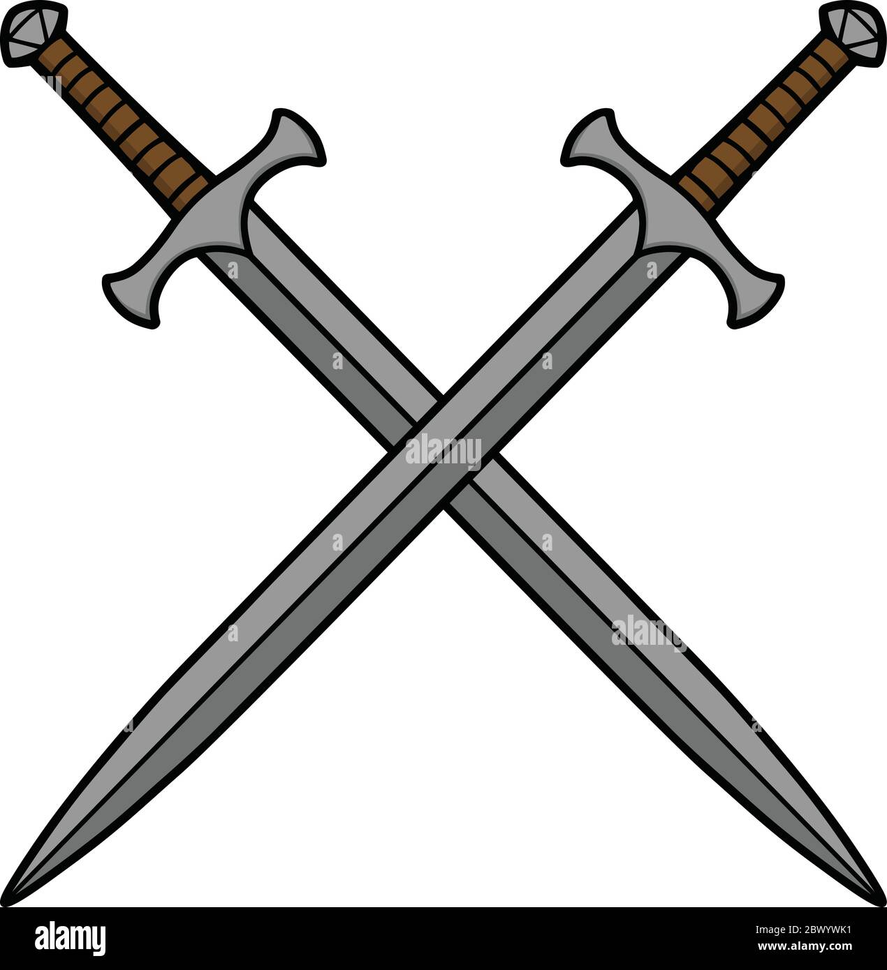 Crossed Swords- An Illustration of Crossed Swords. Stock Vector