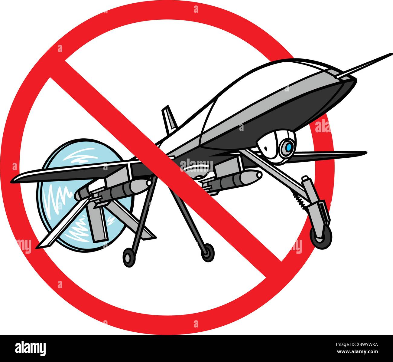 Drone Ban- An Illustration of a Drone Ban Sign. Stock Vector