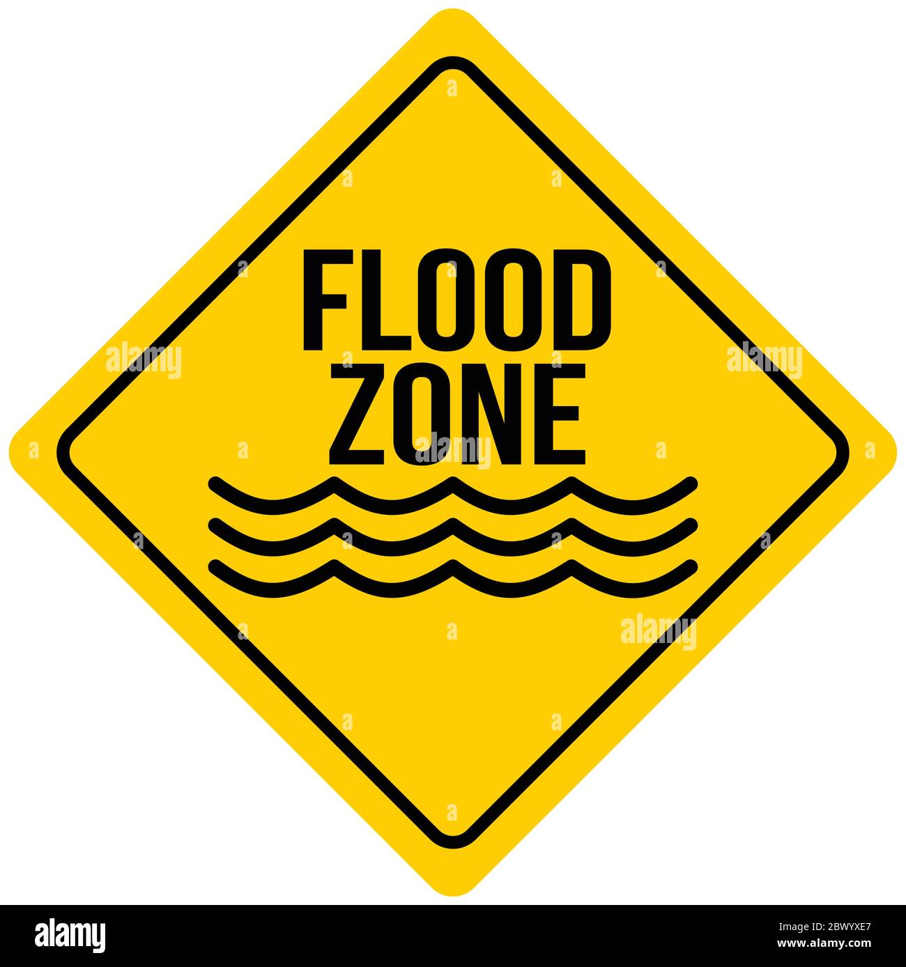 Flood Zone- An Illustration of a Flood Zone Sign. Stock Vector