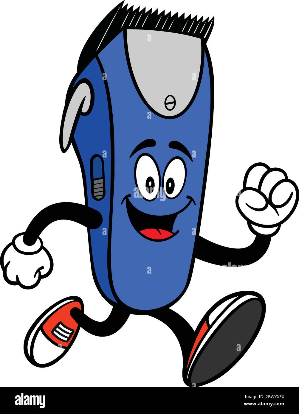 Electrical Hair Clipper Mascot Running A Cartoon Illustration of an Electric Hair Clipper
