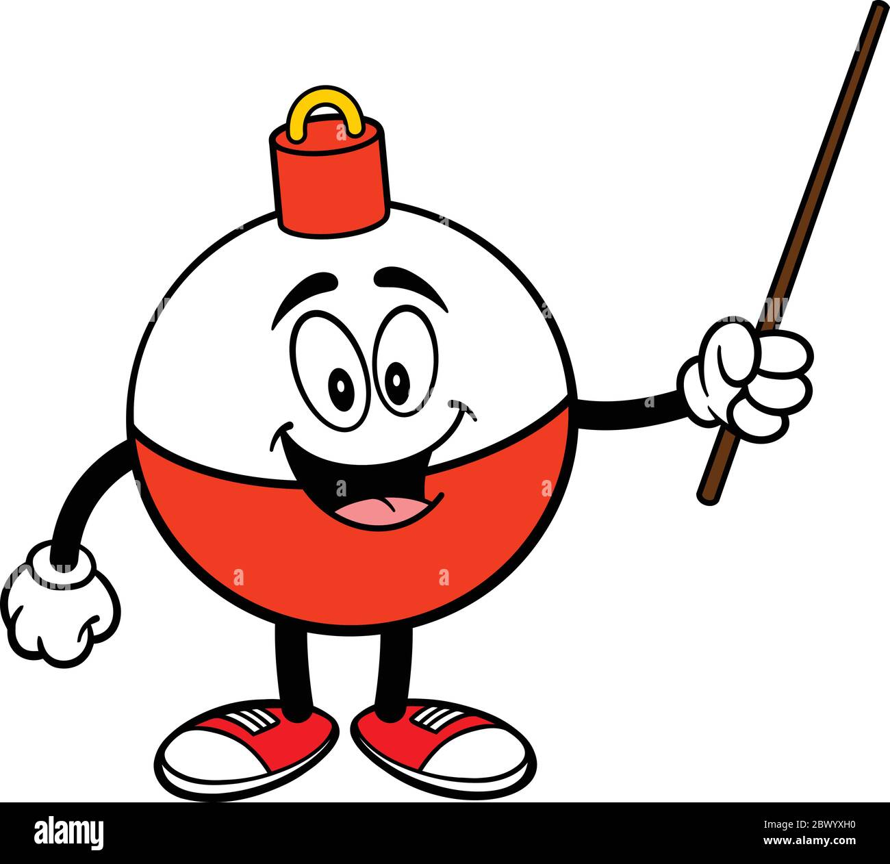 Fishing Bobber Mascot with Pointer- A Cartoon Illustration of a Fishing  Bobber Mascot with a Pointer Stock Vector Image & Art - Alamy