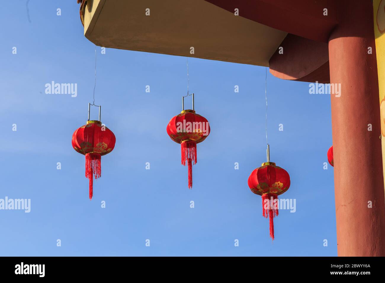 red lantern decoration at Chinese temple during Chinese New year ...