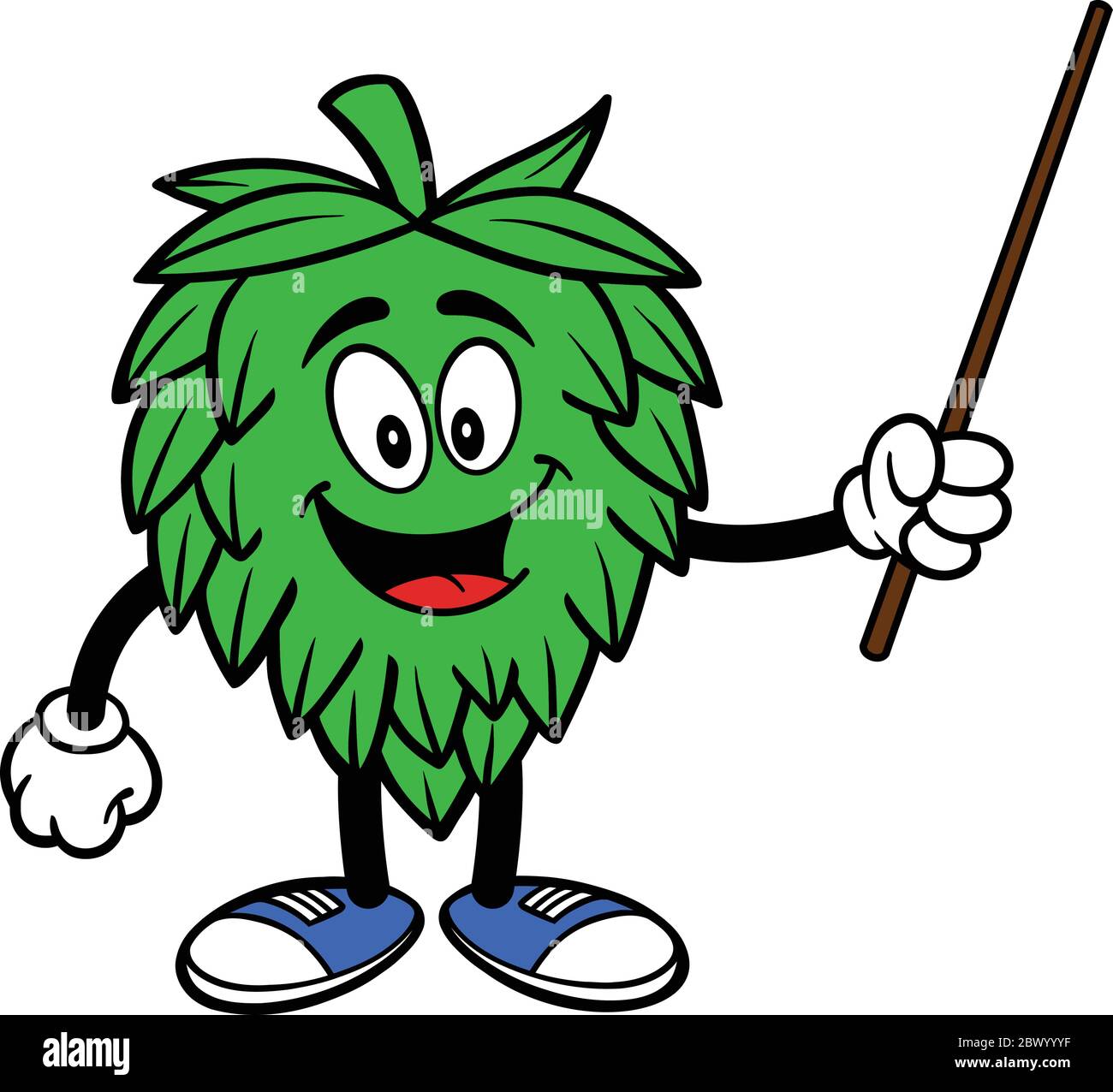 Hop Mascot with Pointer-A Cartoon Illustration of a Hop Mascot with a Pointer. Stock Vector