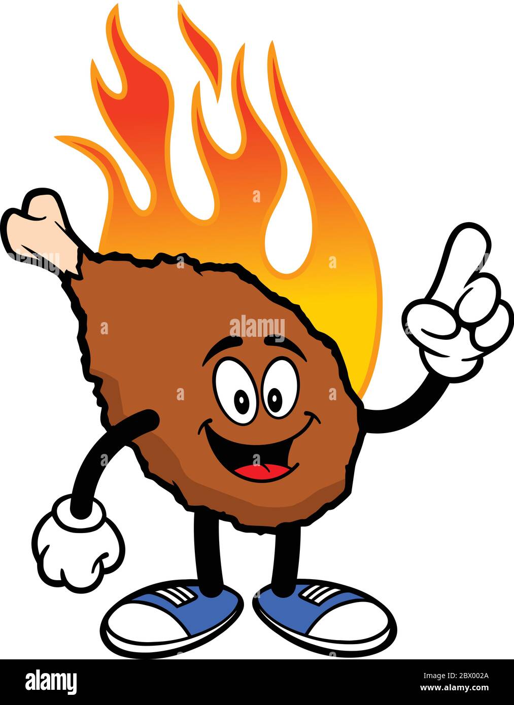 Hot Wing Mascot Pointing A Cartoon Illustration Of A Hot Wing Mascot 