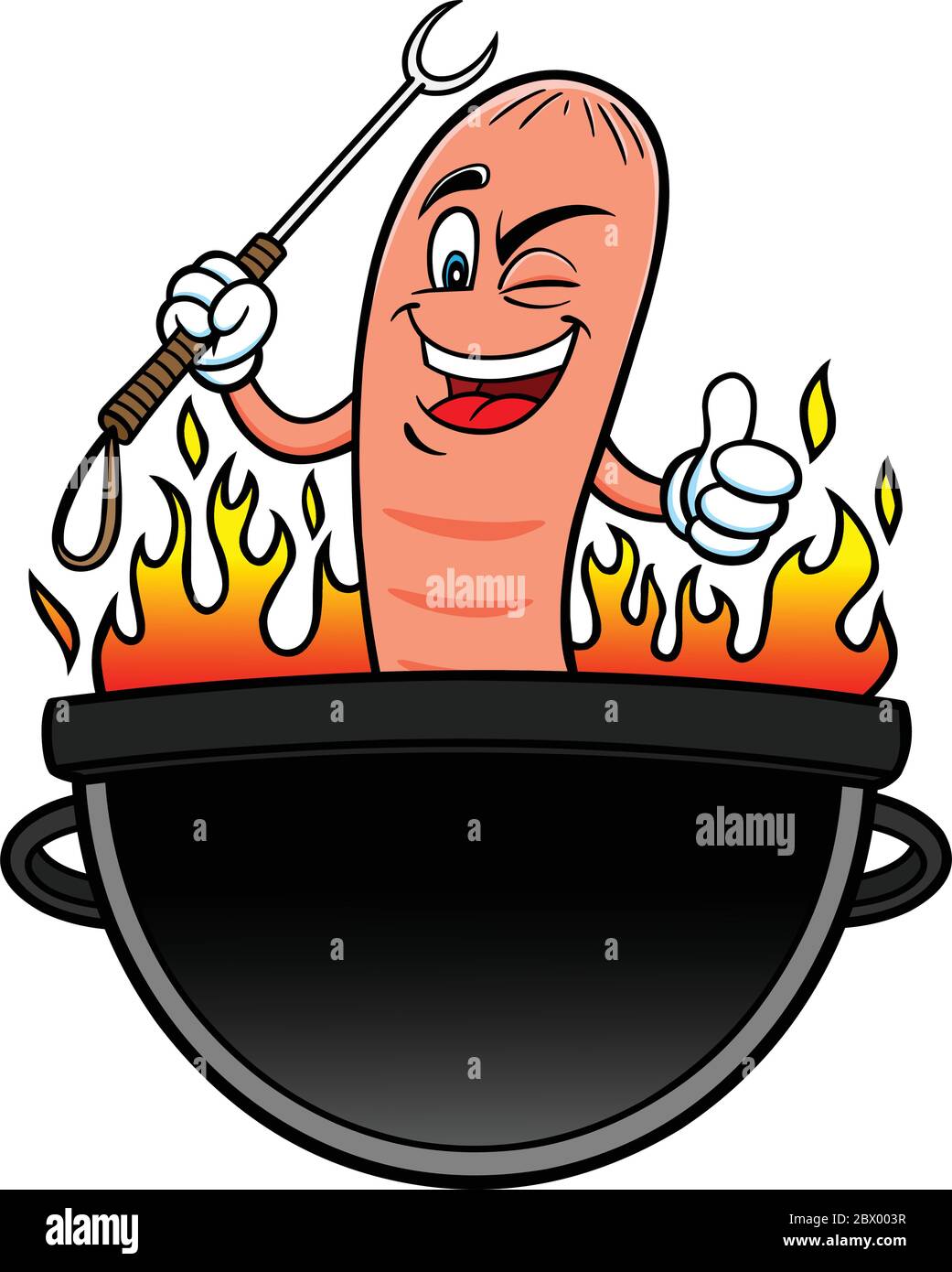Hot Dog Grilling Party - A cartoon illustration of a Hot Dog Grilling Party. Stock Vector