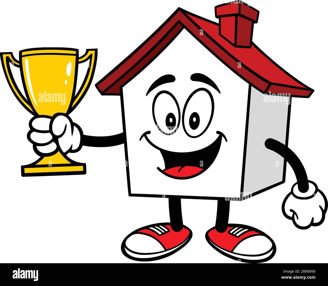 House with Trophy- A Cartoon Illustration of a House with a Trophy. Stock Vector